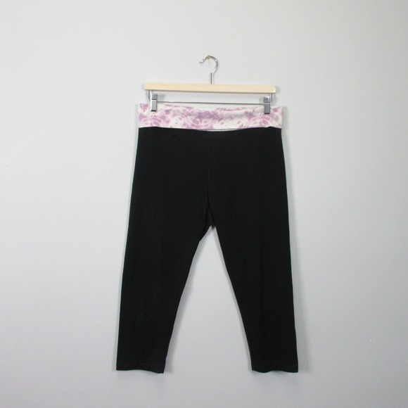 Victoria's Secret Crop Leggings Women L Pink Yoga Pants Fold Over y2k 228 - Picture 1 of 13